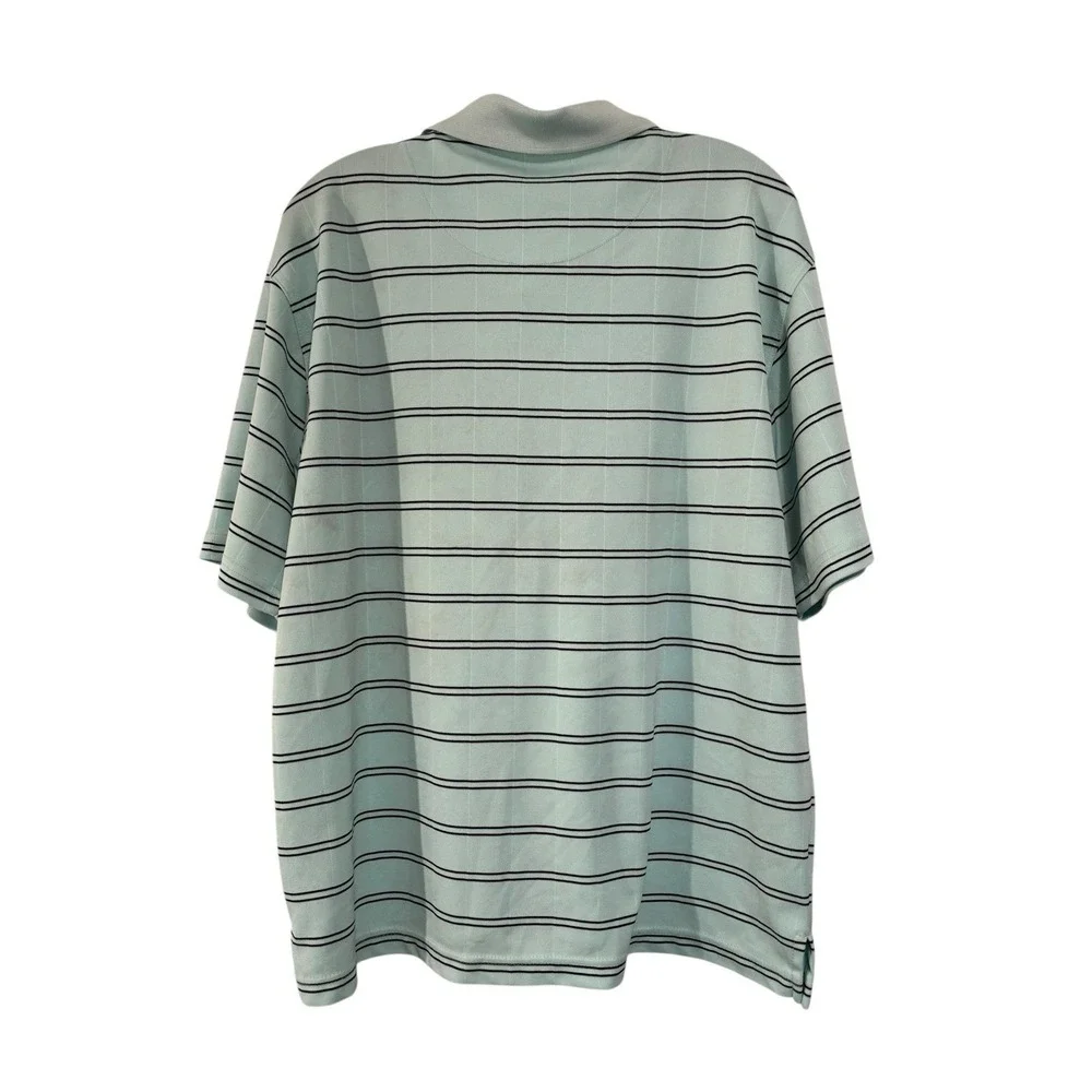PGA Tour Mens Short Sleeve Polo Shirt‎ Gray Large  Striped